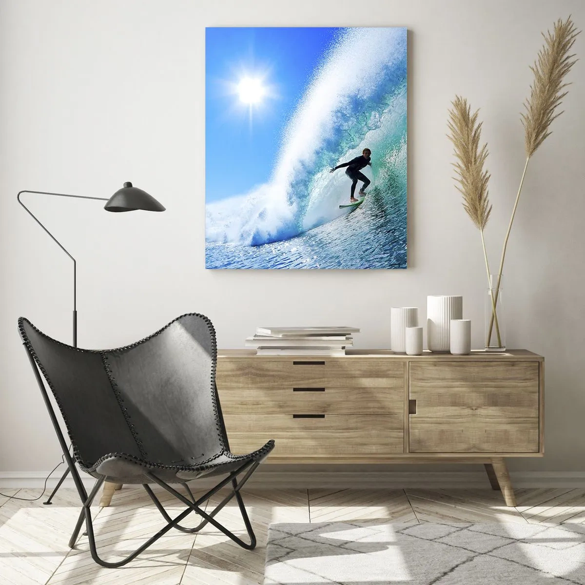 Glastavla - Bild på glas - Genom stora blåa - 50x70 cm