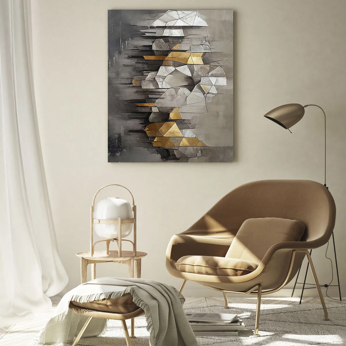 Glastavla - Bild på glas - Komposition av is och ljus - 50x70 cm
