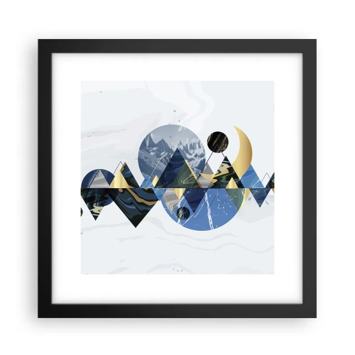 Affisch i svart ram - Geometriskt landskap - 30x30 cm