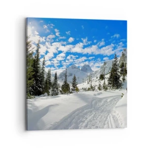 Canvastavla - Bild på duk - I snön och i solen - 70x70 cm