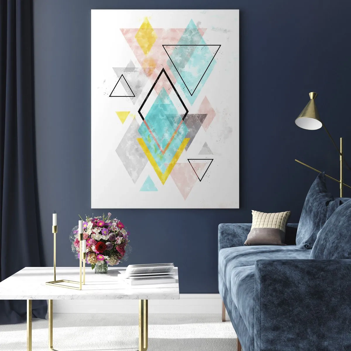 Glastavla - Bild på glas - Geometriskt spel - 50x70 cm
