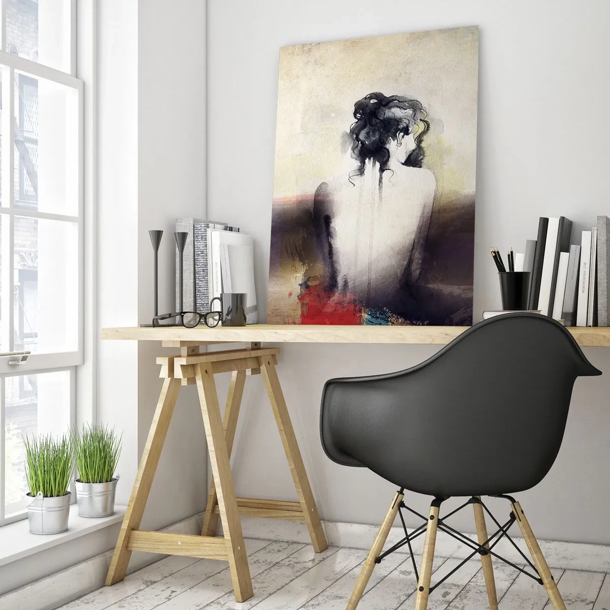 Glastavla - Bild på glas - Moderata linjer, ovala former - 50x70 cm