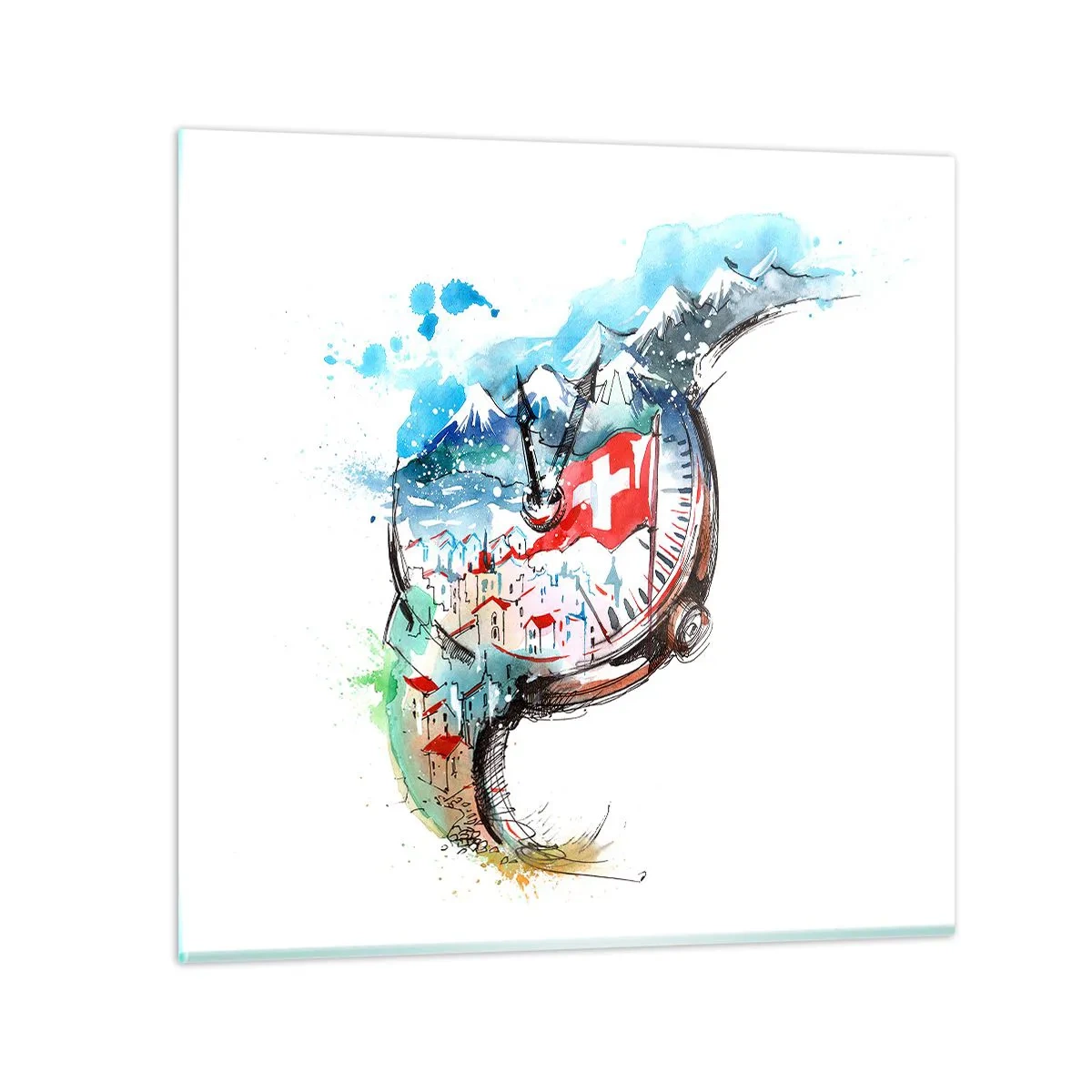 Glastavla - Bild på glas - Schweiz anda - 40x40 cm