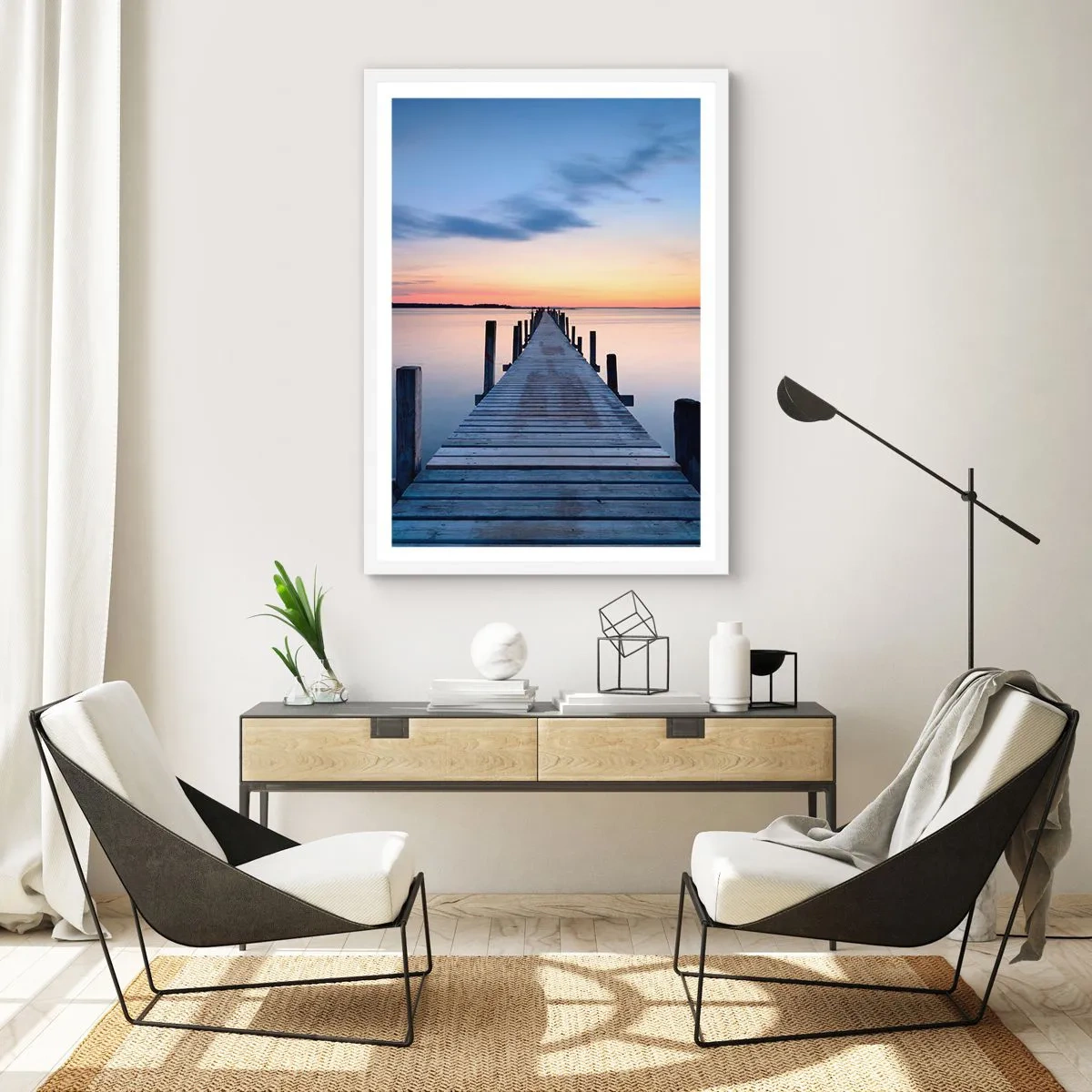 Affisch i vit ram - Klara solnedgångens ro - 70x100 cm