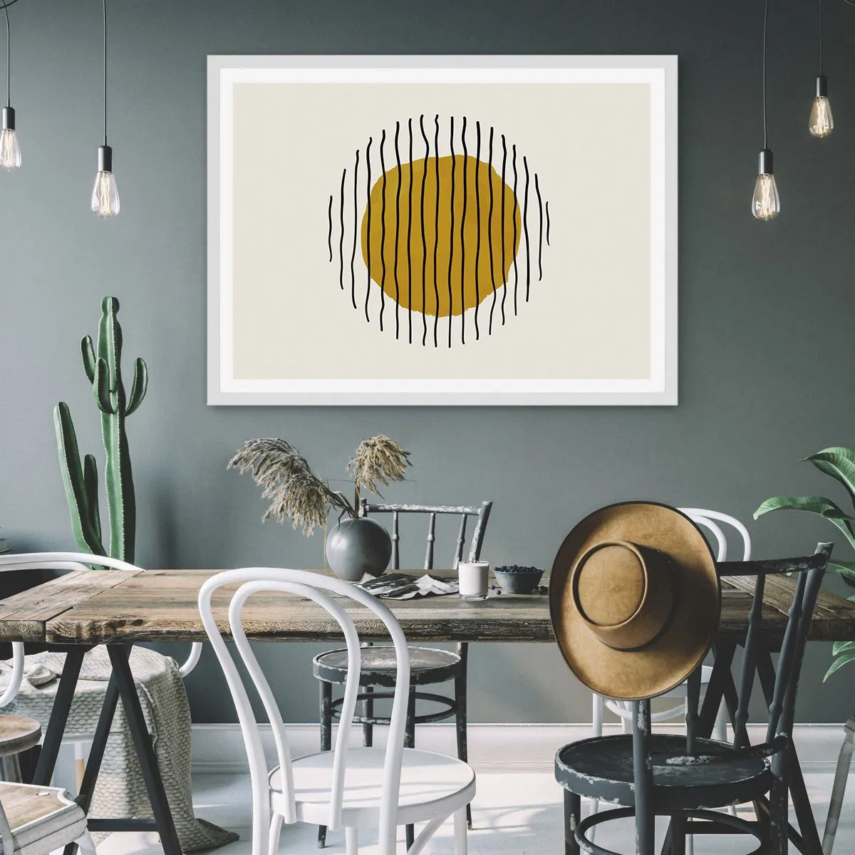 Affisch i vit ram - Abstraktion som darrar av glöd - 100x70 cm