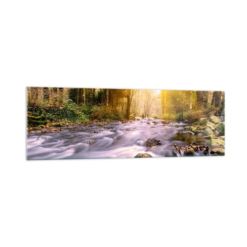 Glastavla - Bild på glas - Malakit i silver-guld infattning - 160x50 cm