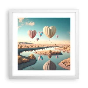 Affisch i vit ram - Kärleken låter dig sväva - 40x40 cm