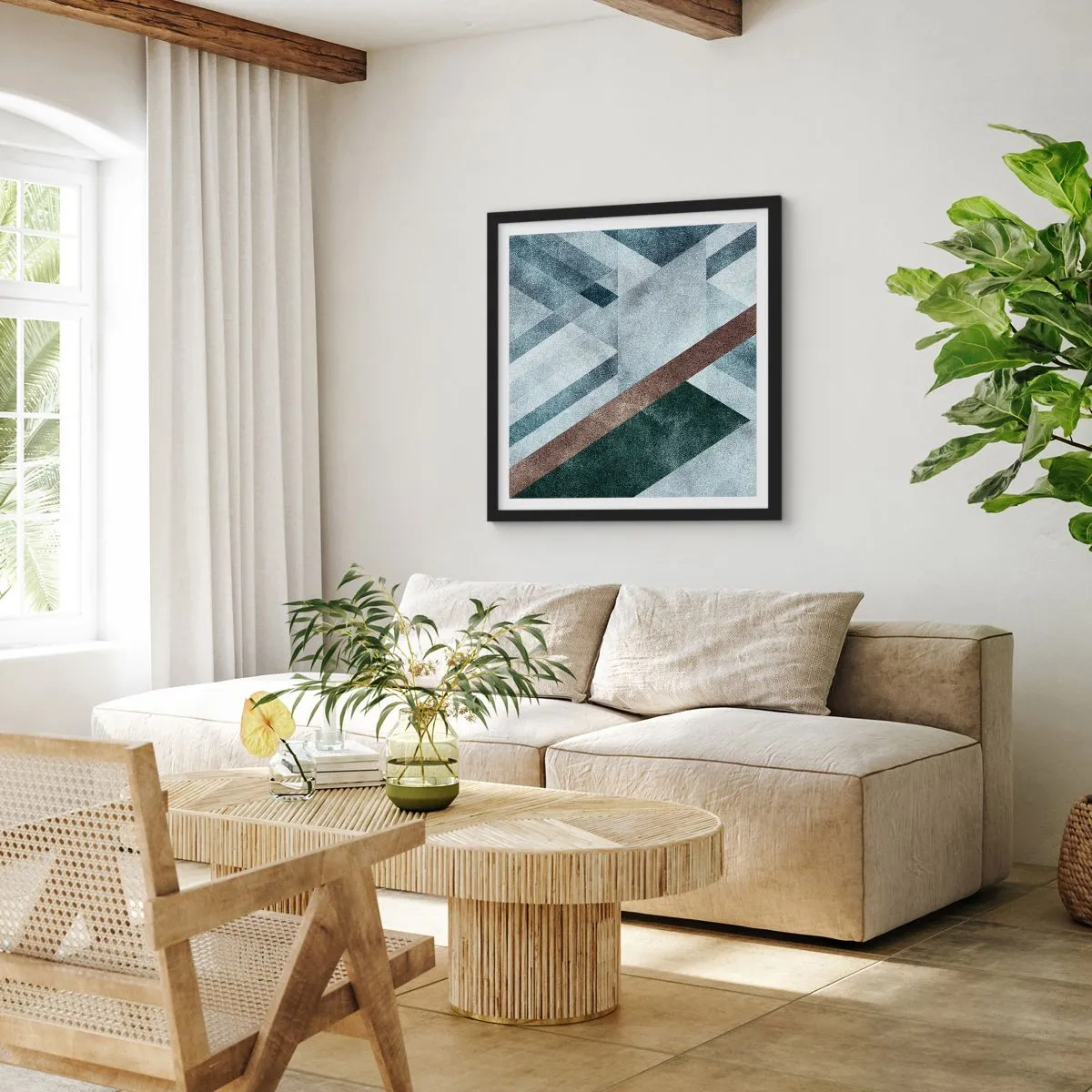 Affisch i svart ram - Sofistikerad elegans i geometri - 50x50 cm