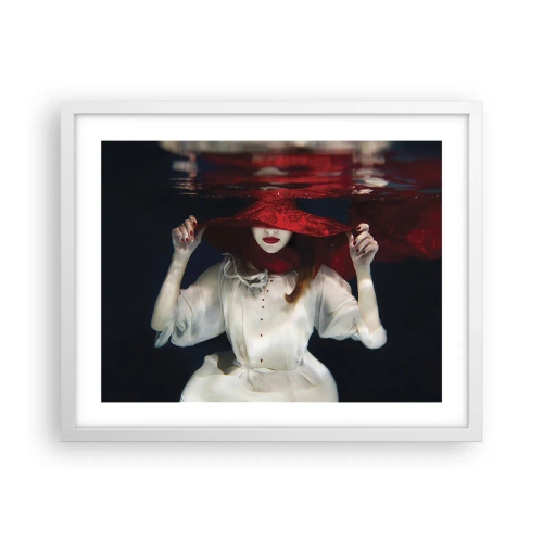 Affisch i vit ram - Konstig fru - 50x40 cm