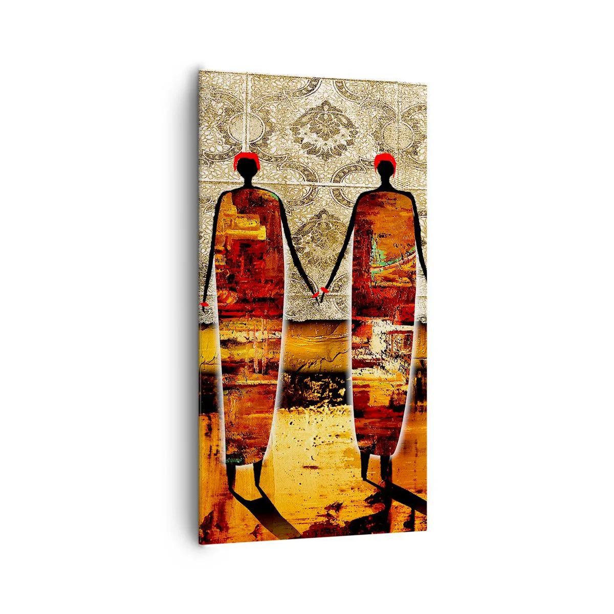 Canvastavla - Bild på duk - Etnisk komposition i Afrikas färger - 65x120 cm