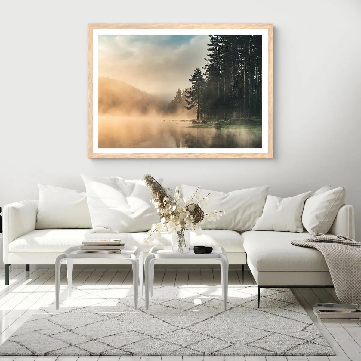 Affisch i ram av ljusek - Dagen föds - 100x70 cm