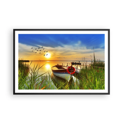 Affisch i svart ram - Storskarvarna drar iväg - 91x61 cm