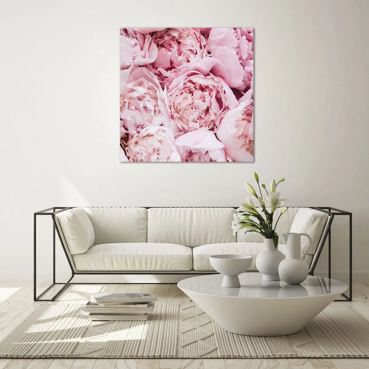 Glastavla - Bild på glas - Hopklämda och doftande - 70x70 cm