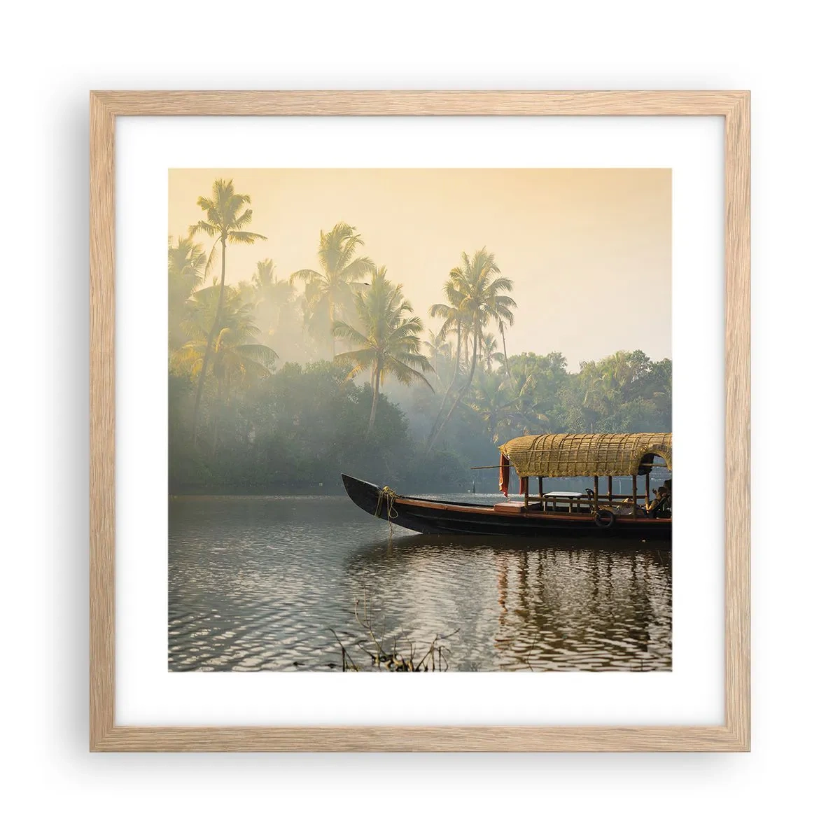 Affisch i ram av ljusek - Hus på floden - 40x40 cm