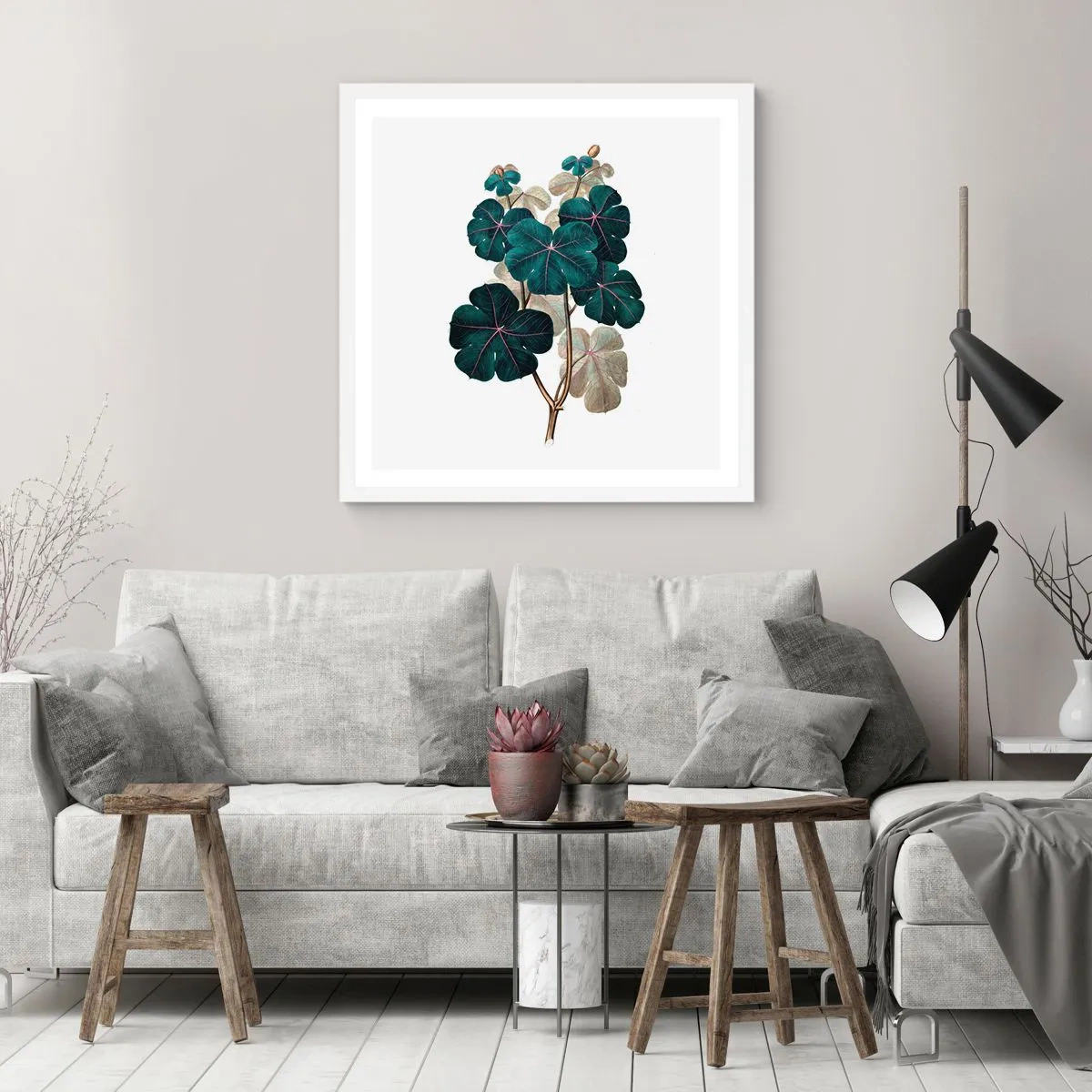 Affisch i vit ram - Från ett gammalt herbarium - 30x30 cm