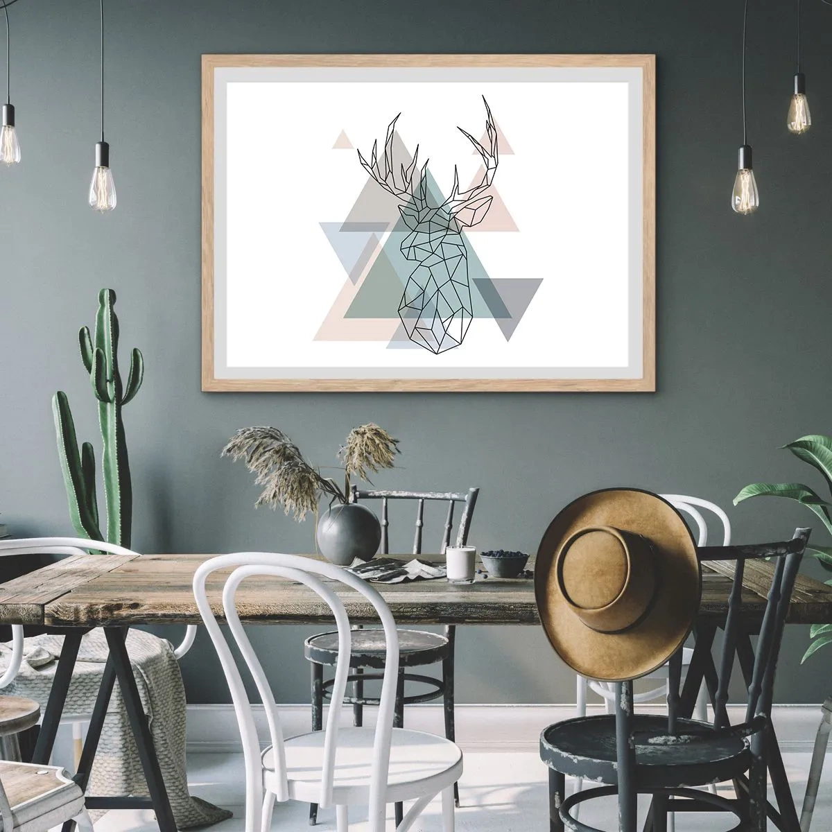 Affisch i ram av ljusek - I en geometrisk skog - 70x50 cm