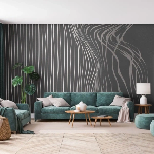 Fototapet Standard Eco - Abstrakt silhuett av en kvinna med vågiga linjer - 100x70cm - Rytm och accent - Modern väggdekoration för vardagsrum och sovrum ARTTOR