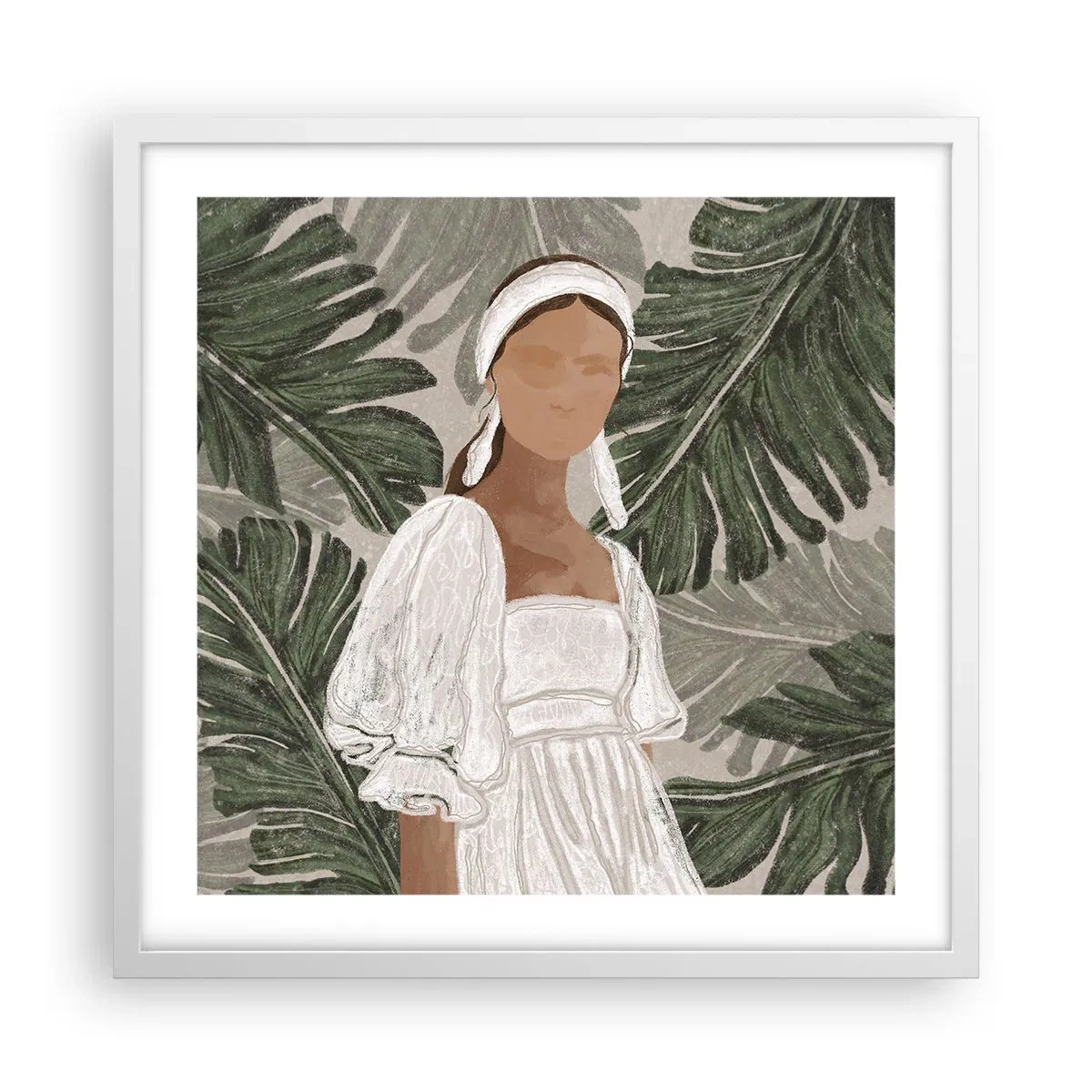 Affisch i vit ram - Exotiskt porträtt - 50x50 cm