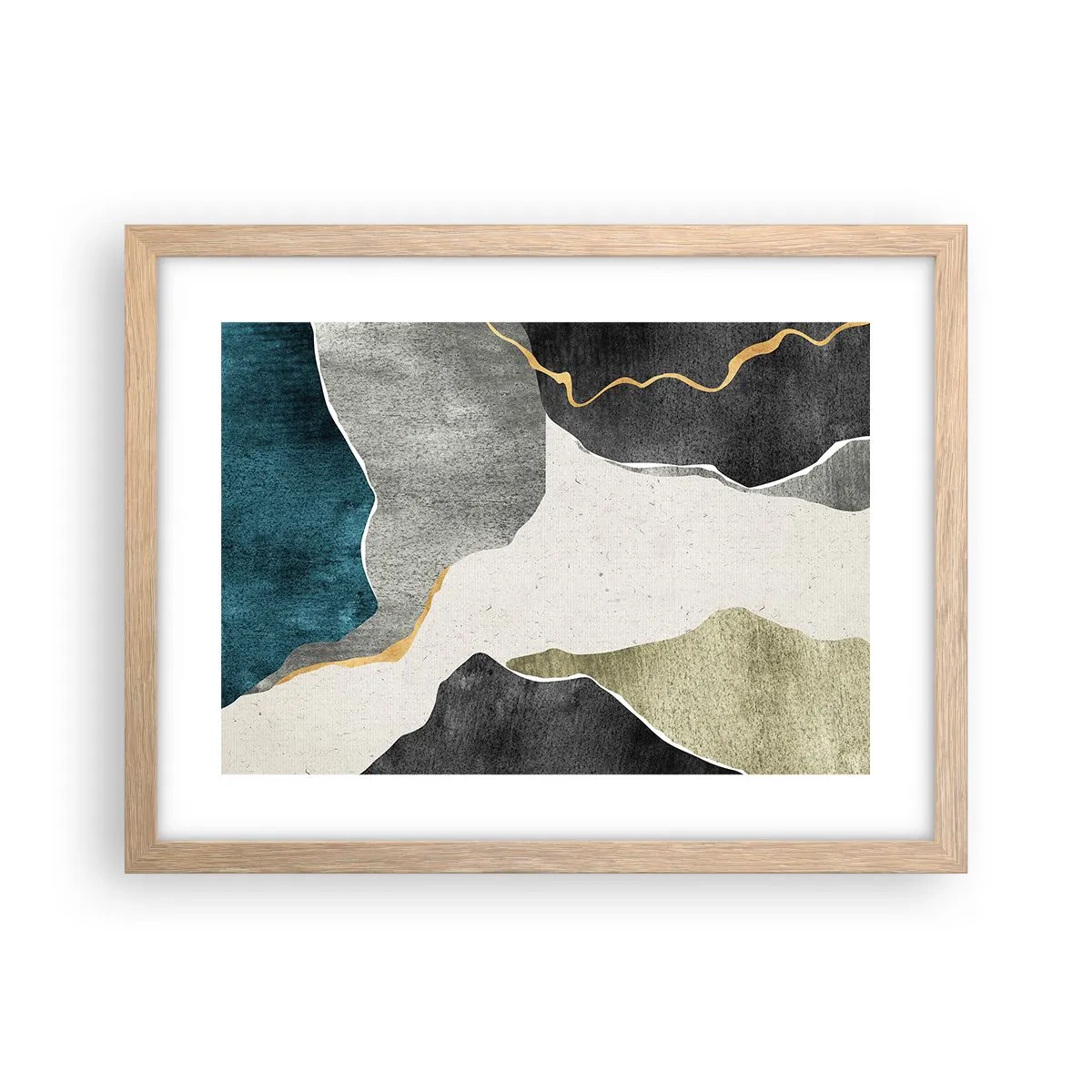 Affisch i ram av ljusek - Mosaikkomposition med en guldtråd - 40x30 cm