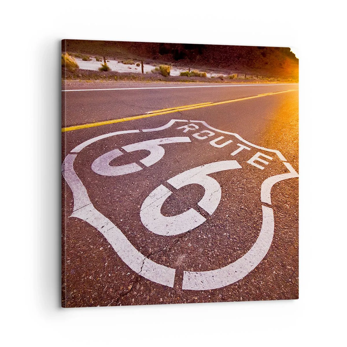 Canvastavla - Bild på duk - Den kända Route 66 - 60x60 cm