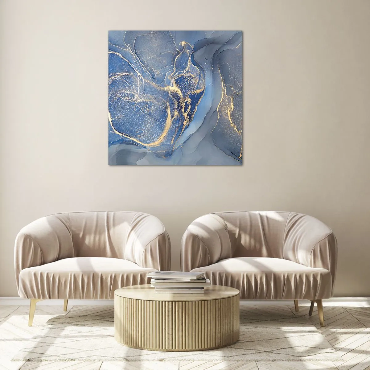 Glastavla - Bild på glas - Gulddamm - 70x70 cm