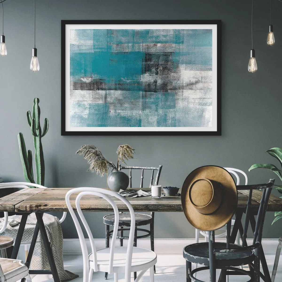 Affisch i svart ram - Vatten och luft - 91x61 cm