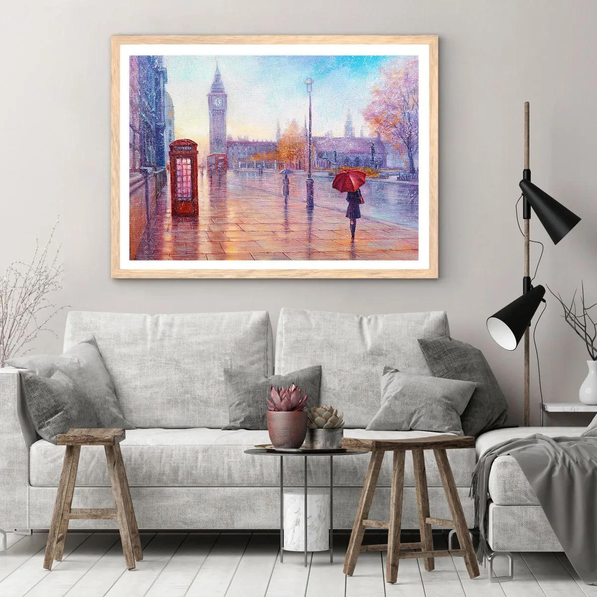 Affisch i ram av ljusek - Höstdag i London - 70x50 cm