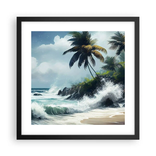 Affisch i svart ram - På en tropisk strand - 40x40 cm