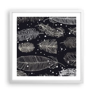Affisch i vit ram - Fjäderspets - 50x50 cm