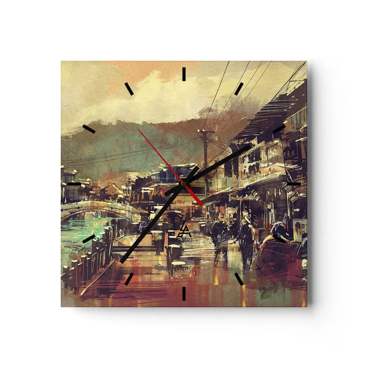 Väggklocka - Klocka på glas - Livet som gråskalans rikedom - 40x40 cm