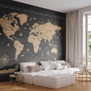 Självhäftande Fototapet Deluxe Sticker - Gränserna för min värld - Världskarta, Årgång, Retro - 350x256 cm