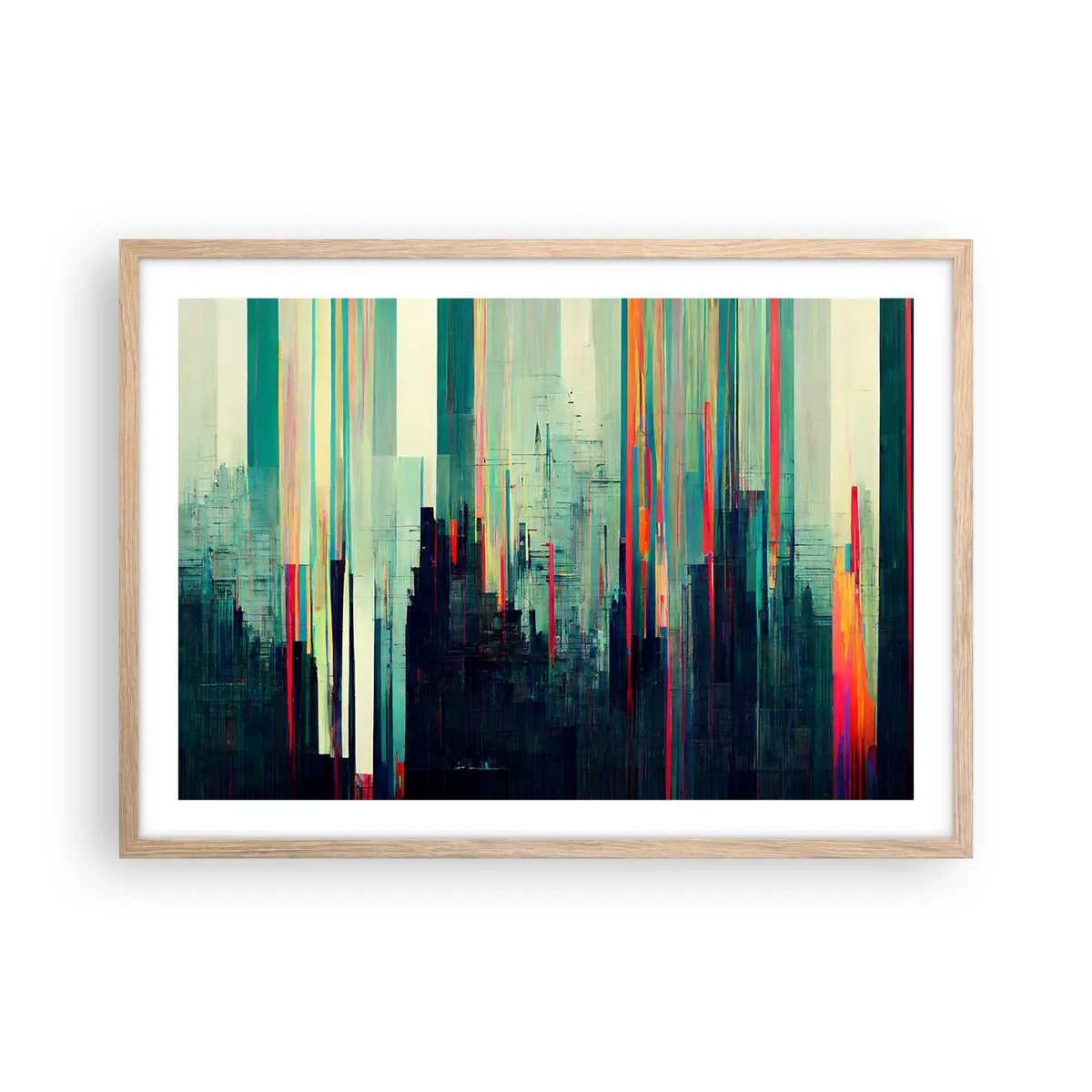 Affisch i ram av ljusek - Futuristisk stad - 70x50 cm
