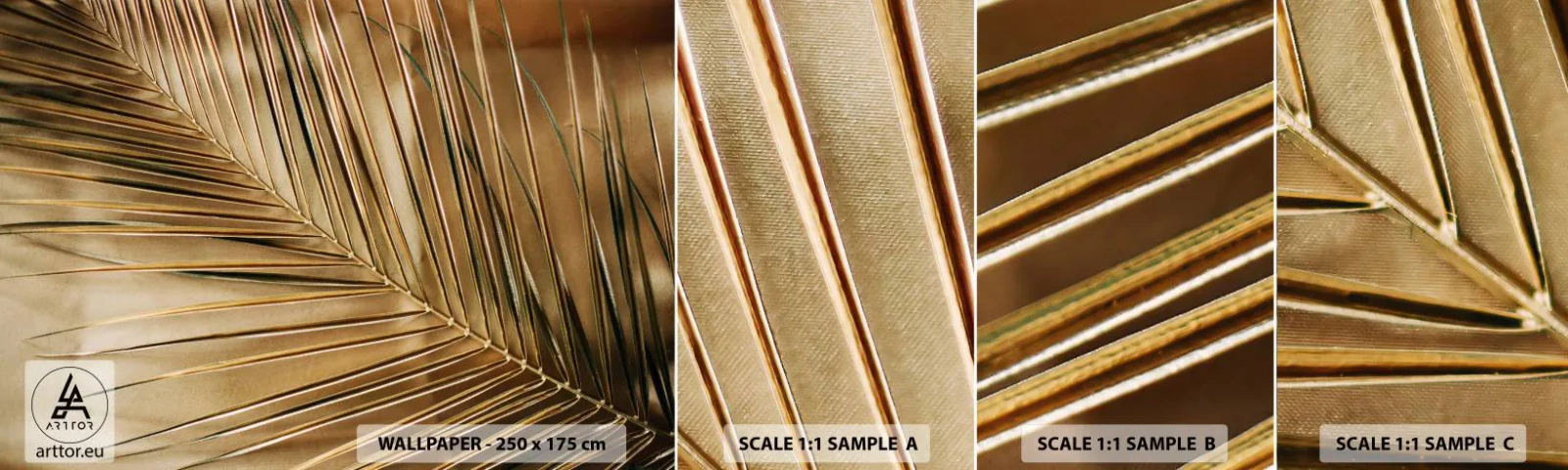 Fototapet Prov Standard Eco - Naturlig pelargång - Palmblad, Grafik, Tropikerna - 100x30 cm
