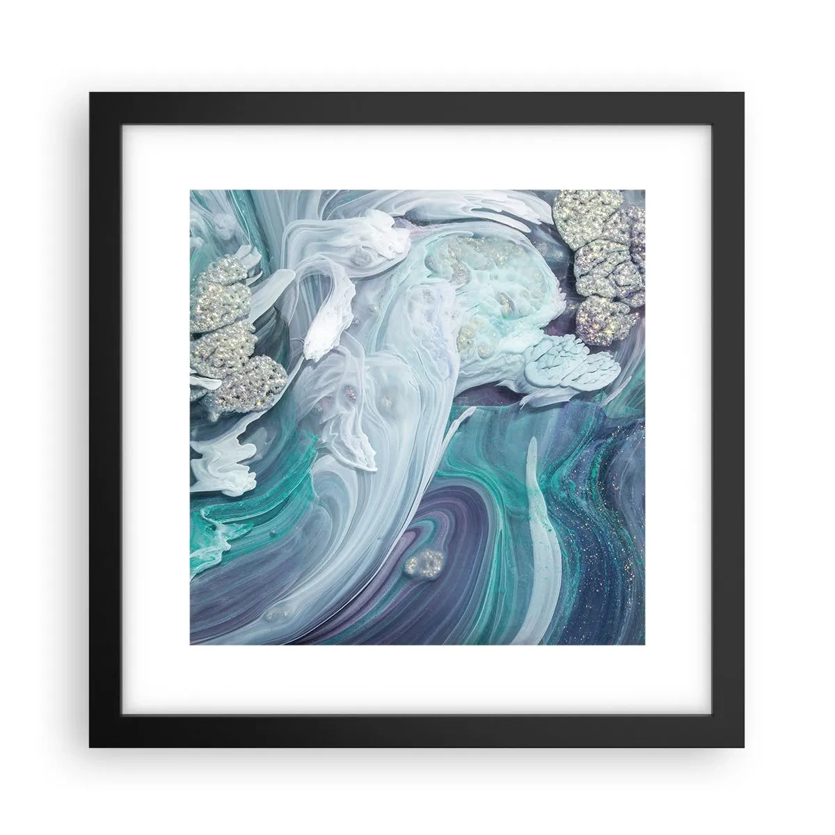 Affisch i svart ram - Blåhetens strömmar - 30x30 cm