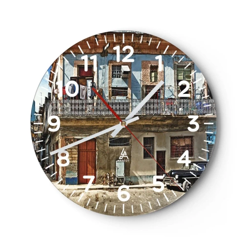 Väggklocka - Klocka på glas - Havana stämning - 40x40 cm
