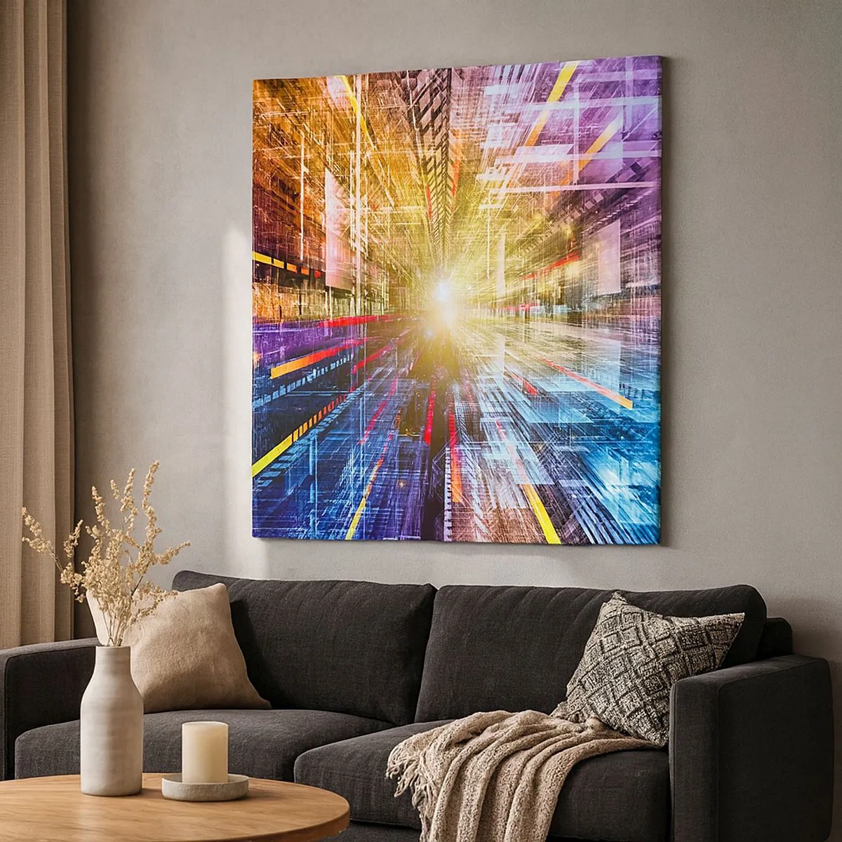 Canvastavla - Bild på duk - Ljuskorridor - 30x30 cm