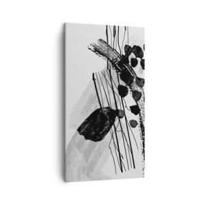 Canvastavla - Bild på duk - Svartvit organisk abstraktion - 45x80 cm
