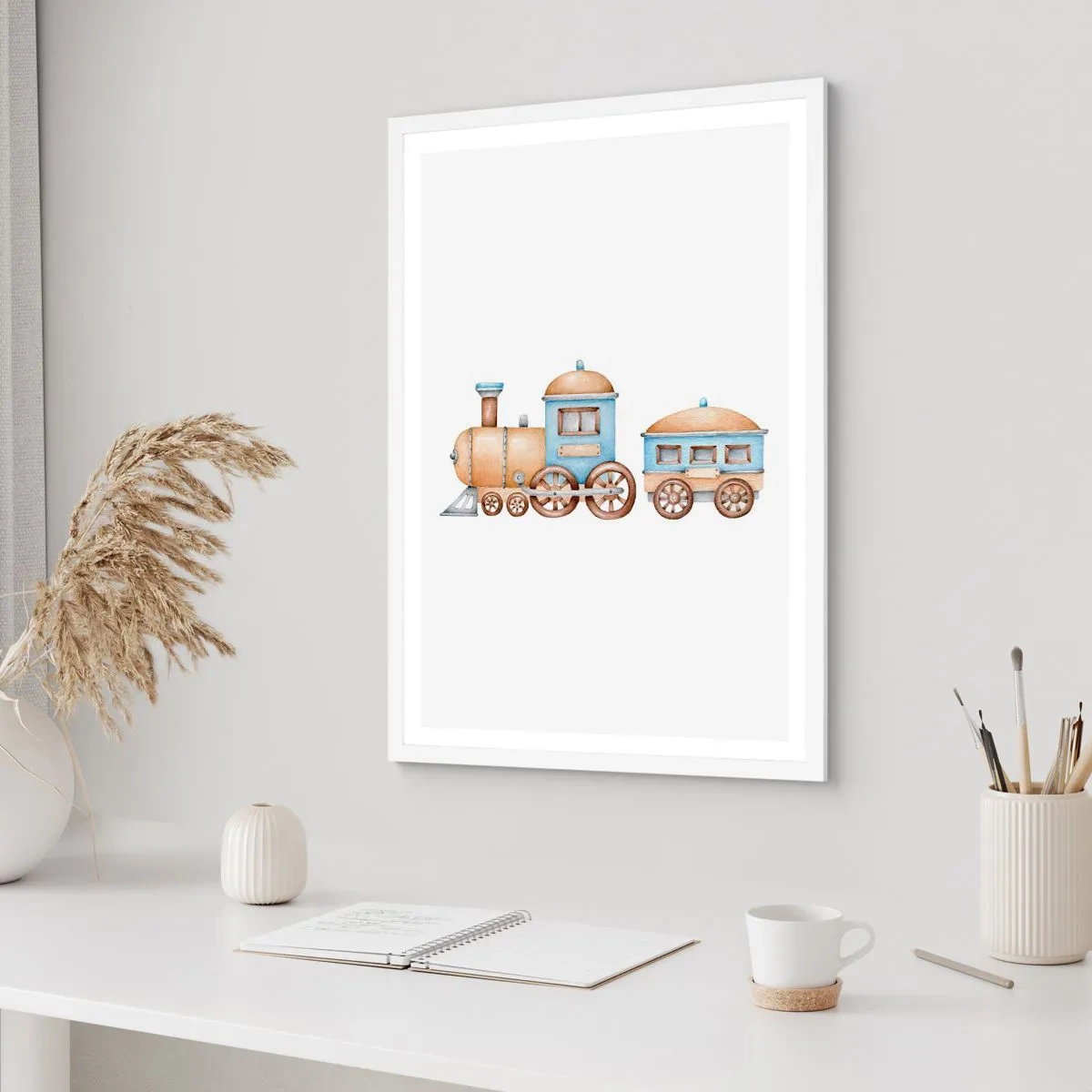 Affisch i vit ram - Stående vid stationen... - 30x40 cm