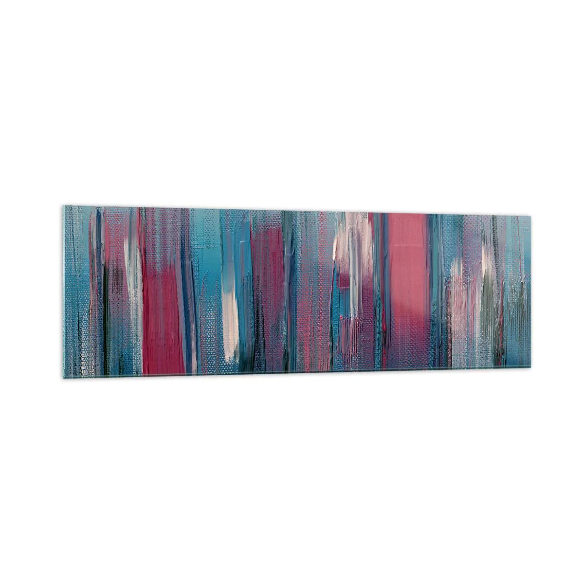 Glastavla - Bild på glas - Vertikal komposition i blått och rött - 160x50 cm