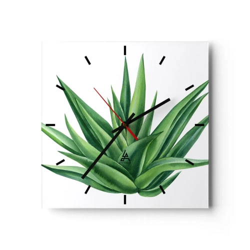 Väggklocka - Klocka på glas - Grönt - styrka - liv - 30x30 cm