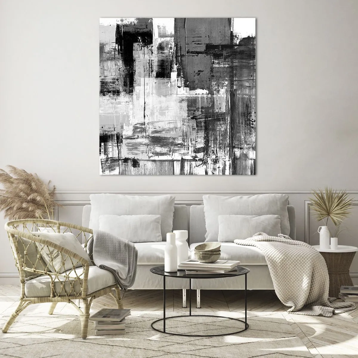 Glastavla - Bild på glas - Grått är vackert - 70x70 cm