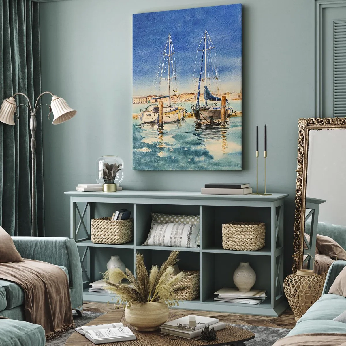 Canvastavla - Bild på duk - Solig lagun - 80x120 cm