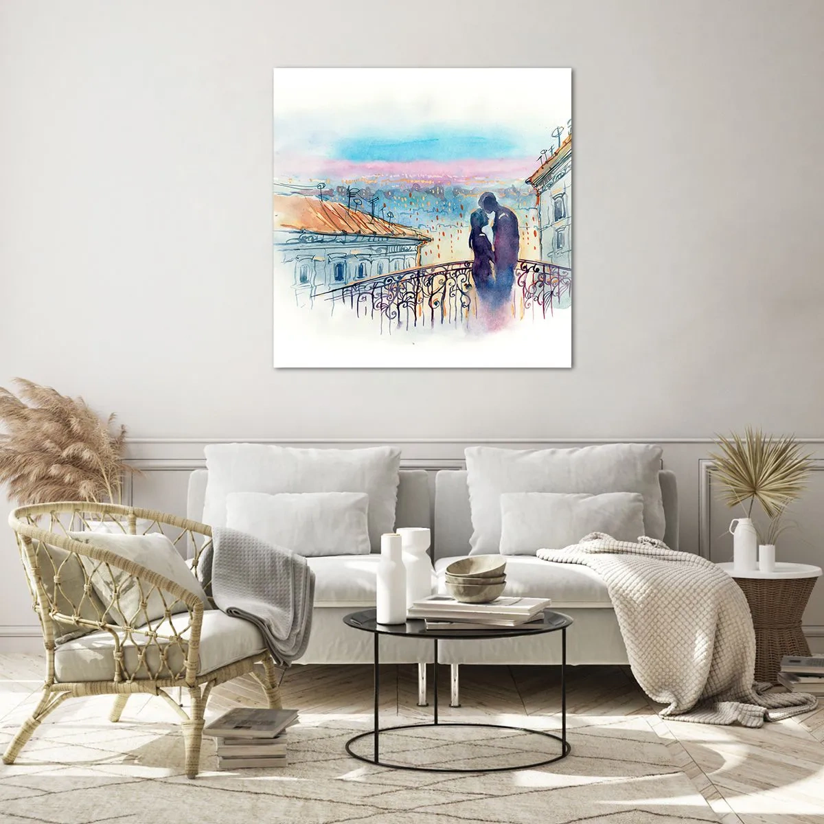 Glastavla - Bild på glas - Älskare i Paris - 30x30 cm