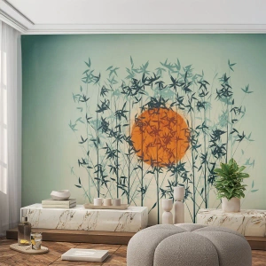 Fototapet Premium Canvas - Japansk sol - Abstraktion, Grafik, Exotism - 350x256 cm