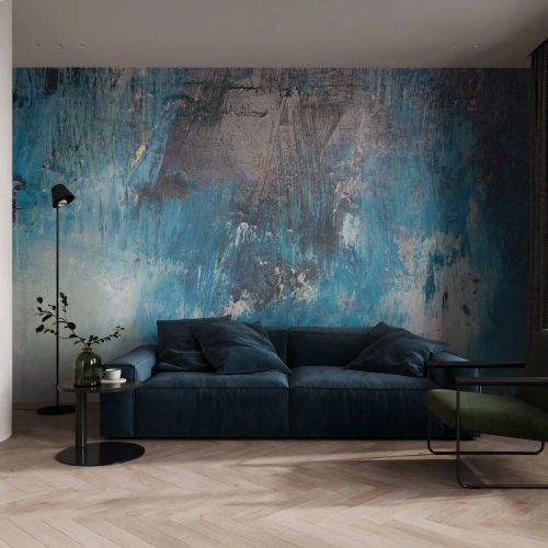 Fototapet Standard Eco - Blå rapsodi - Abstraktion, Bit, Modern konst - 350x256 cm