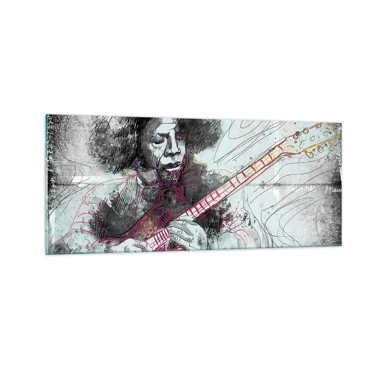 Glastavla - Bild på glas - På musikens vågor - 100x40 cm