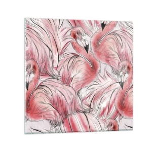 Glastavla - Bild på glas - Fåglarnas corps de ballet - 60x60 cm