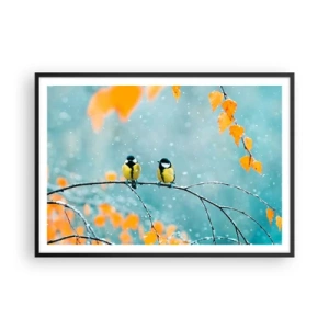 Affisch i svart ram - Fåglarnas skvaller - 100x70 cm