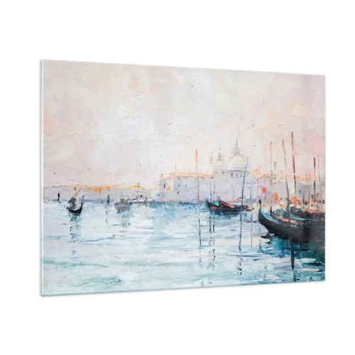 Glastavla - Bild på glas - Bortom vatten, bortom dimma - 100x70 cm