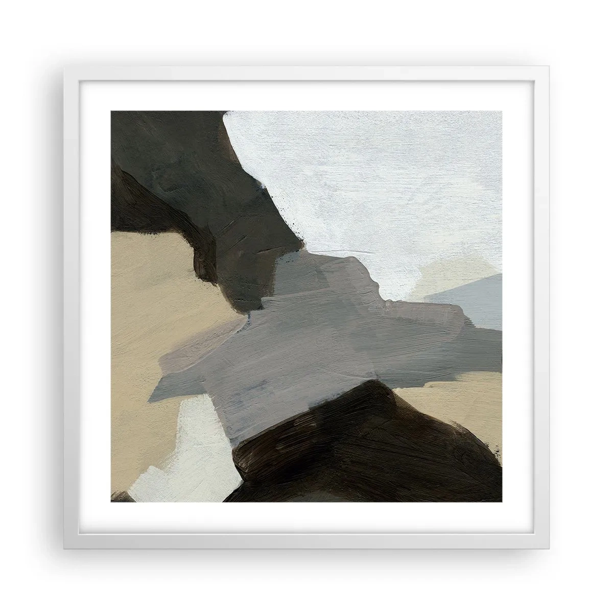Affisch i vit ram - Abstraktion: avgrening av det gråa - 50x50 cm